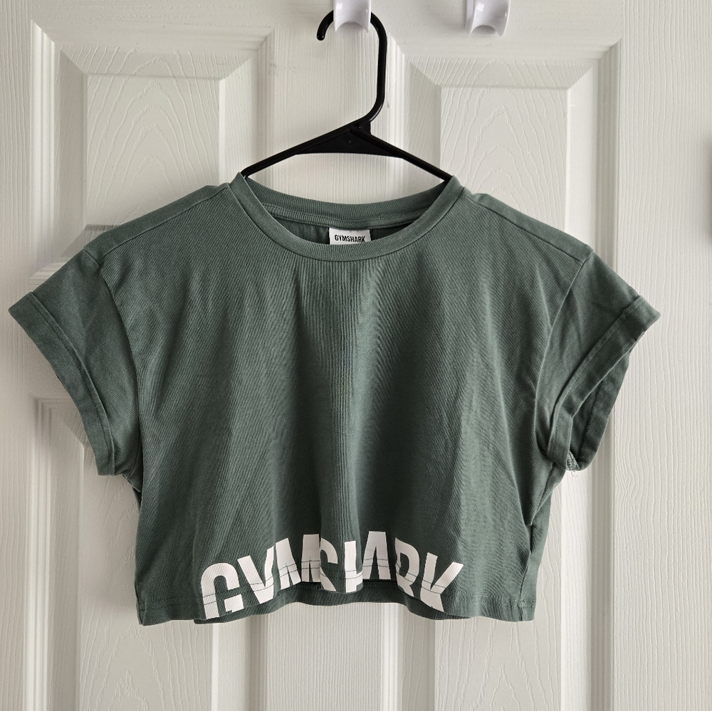 Gymshark Fraction Crop Top Sage Green XS